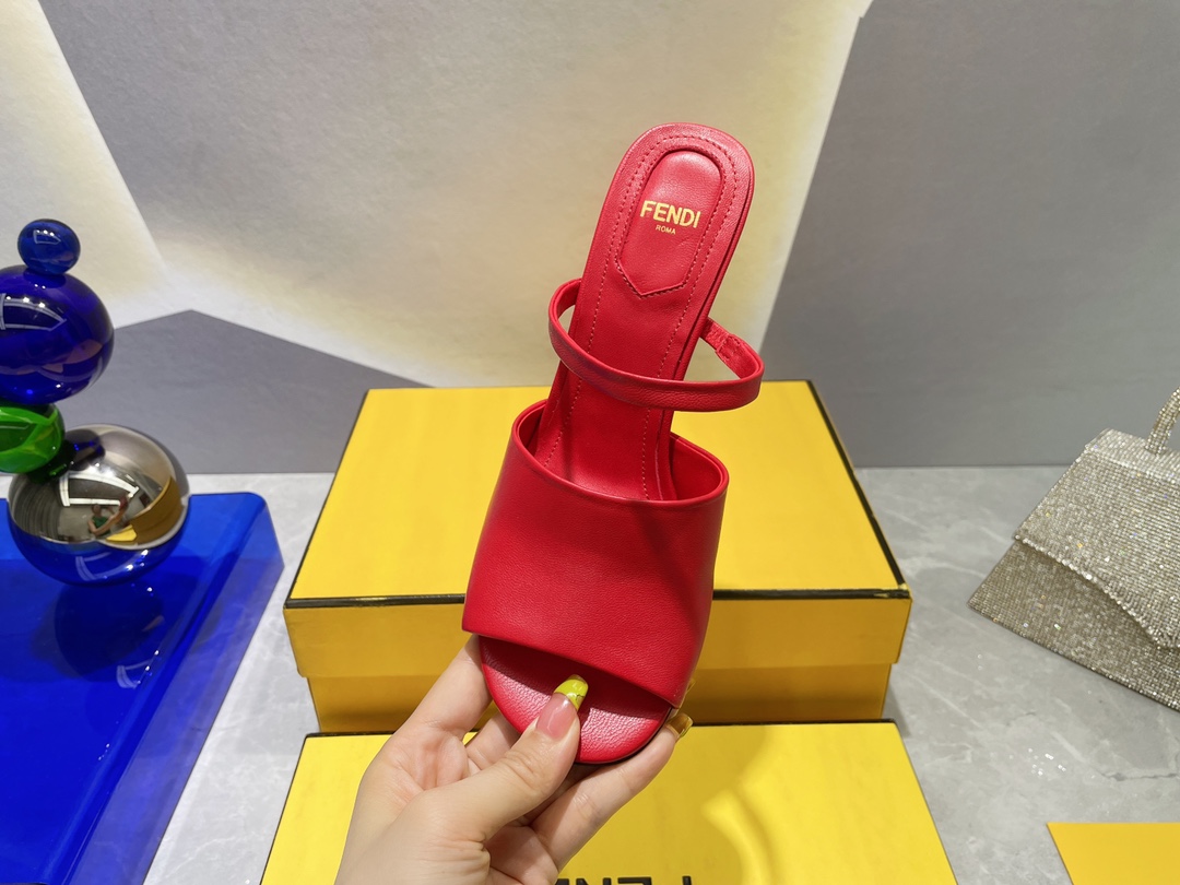 F**di First Red High-Heeled Sandals For Women