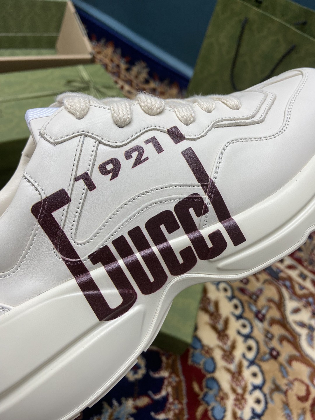 Gvc*1 Women’s Rhyton Sneakers With Logo 1921 Gvc*1 White Ivory For Women 684896 DRW00 9522