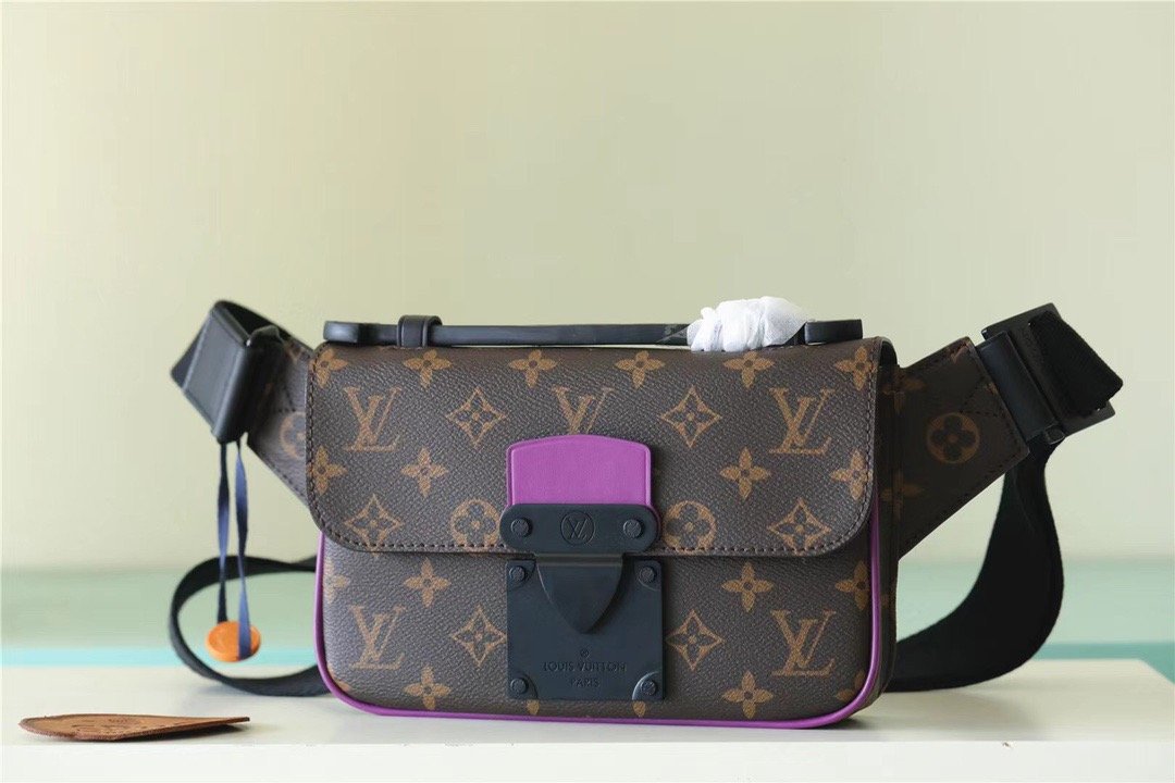 L0vis Vvtt0n S-Lock Sling Monogram Macassar Purple For Men, Men’s Bags, Crossbody Bags 8.3in/21cm LV M46245