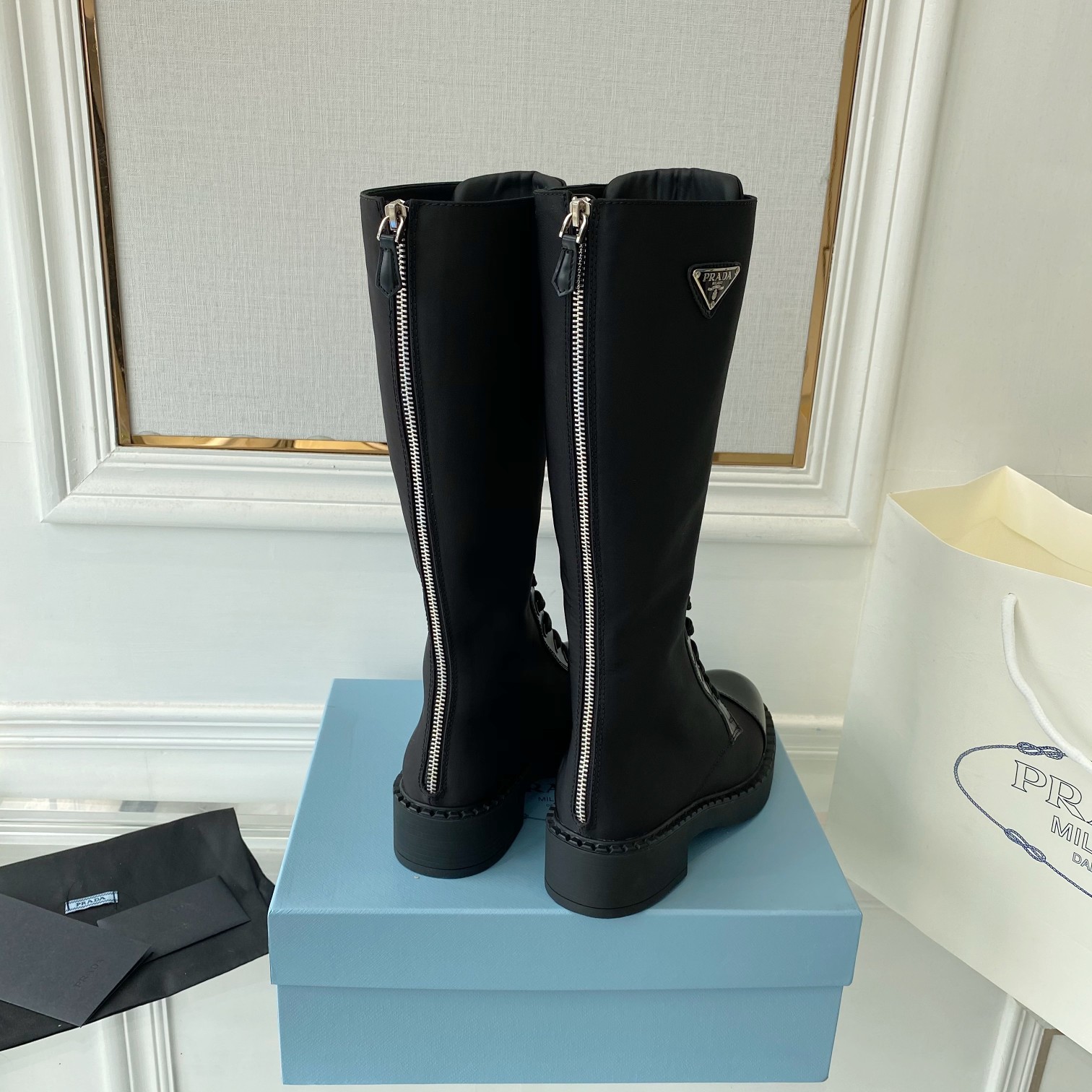 Pra*a Brushed And Re-Nylon Boots Black For Women PRD 1W906M_3LLB_F0002_F_D050