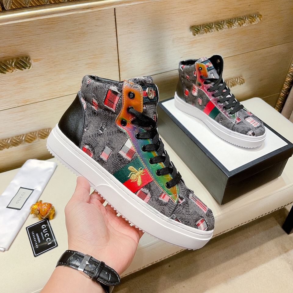 Gvc*1 Men’s Basket Jean’s High Top With Bee Sneaker Black For Men