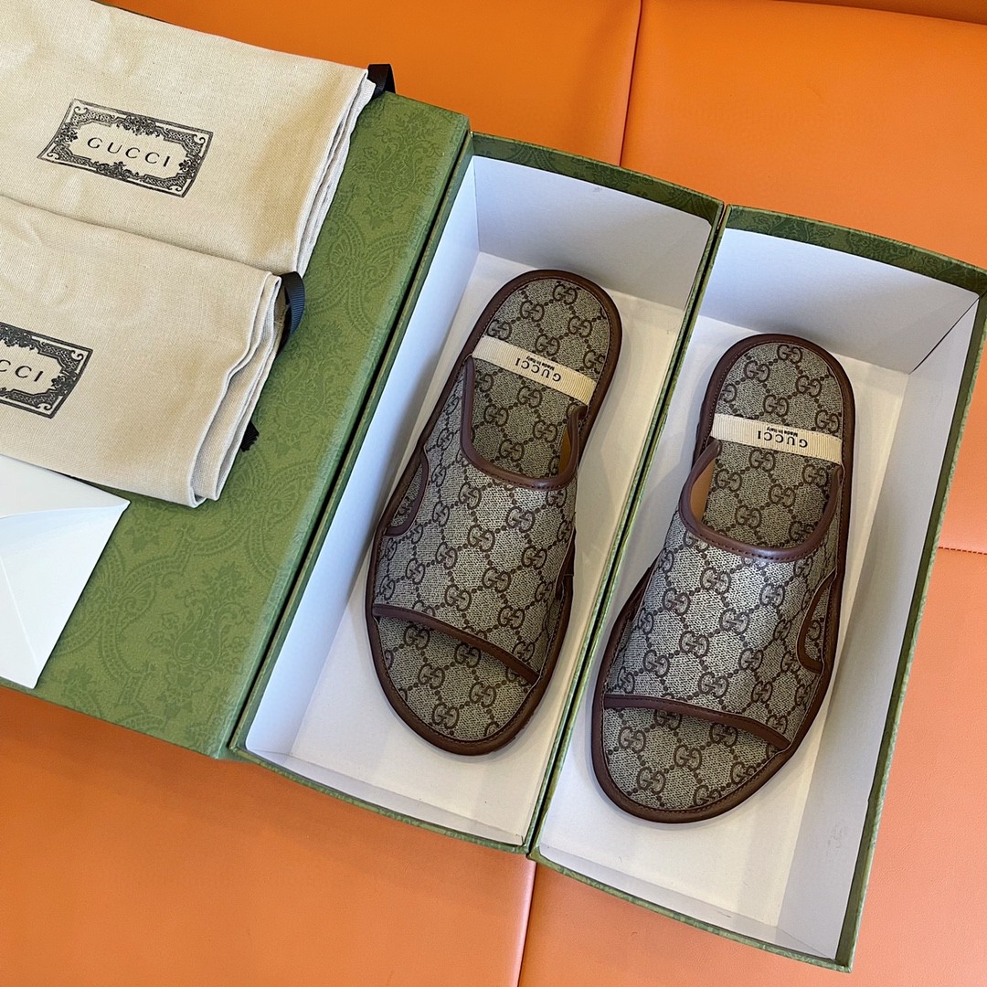 Gvc*1 Men’s GG Svp*me Slide Sandal Brown And Beige For Men 624879 96G60 9762