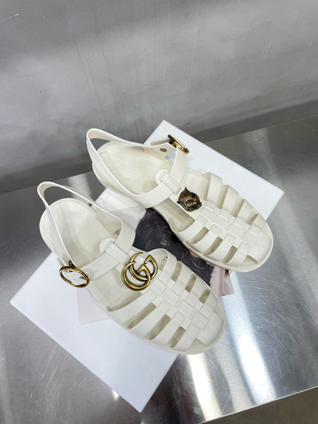 Gvc*1 Men’s Rubber Buckle Strap Sandal White For Men 463463