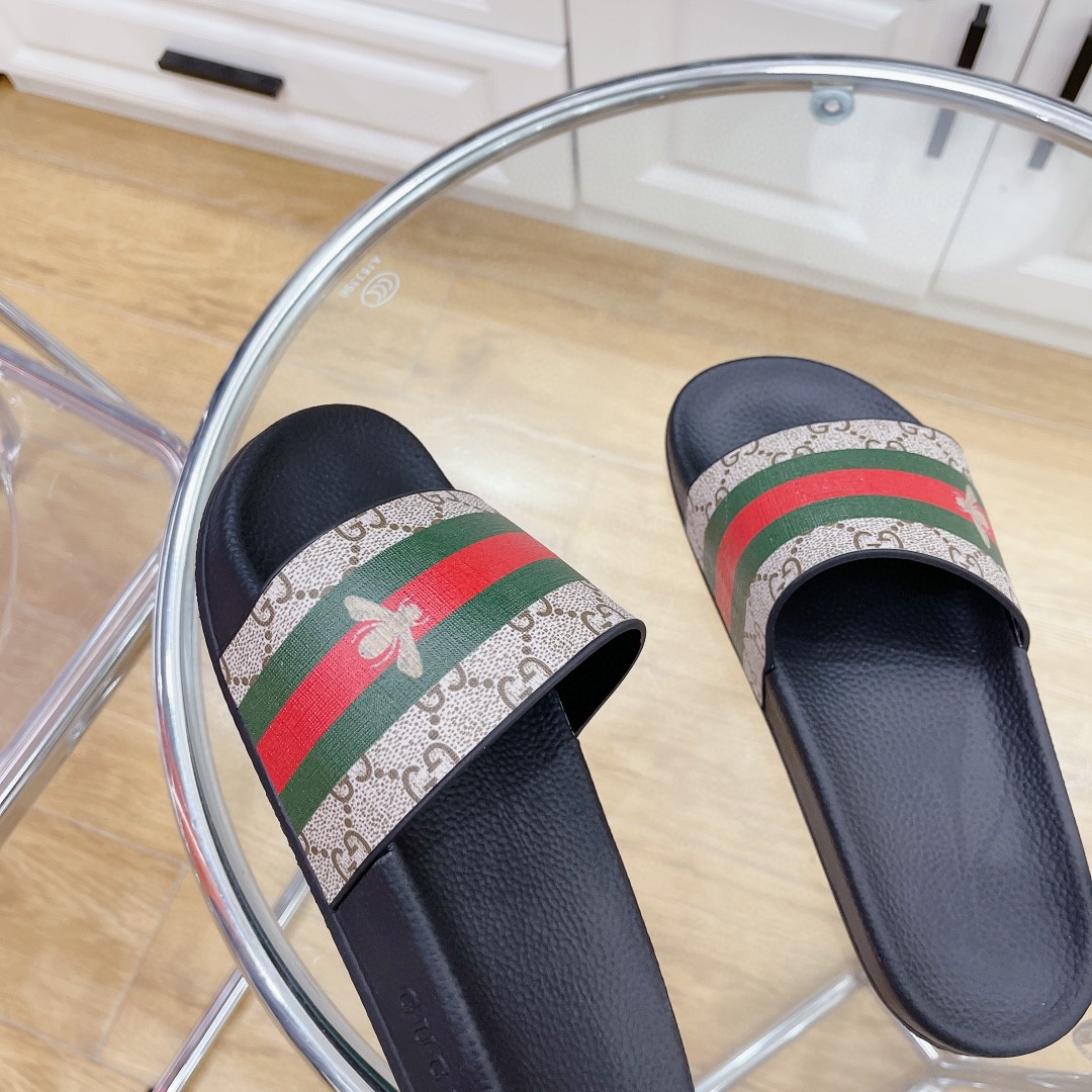 Gvc*1 Women’s GG Slide Sandal With Bee Web Black For Women 407345