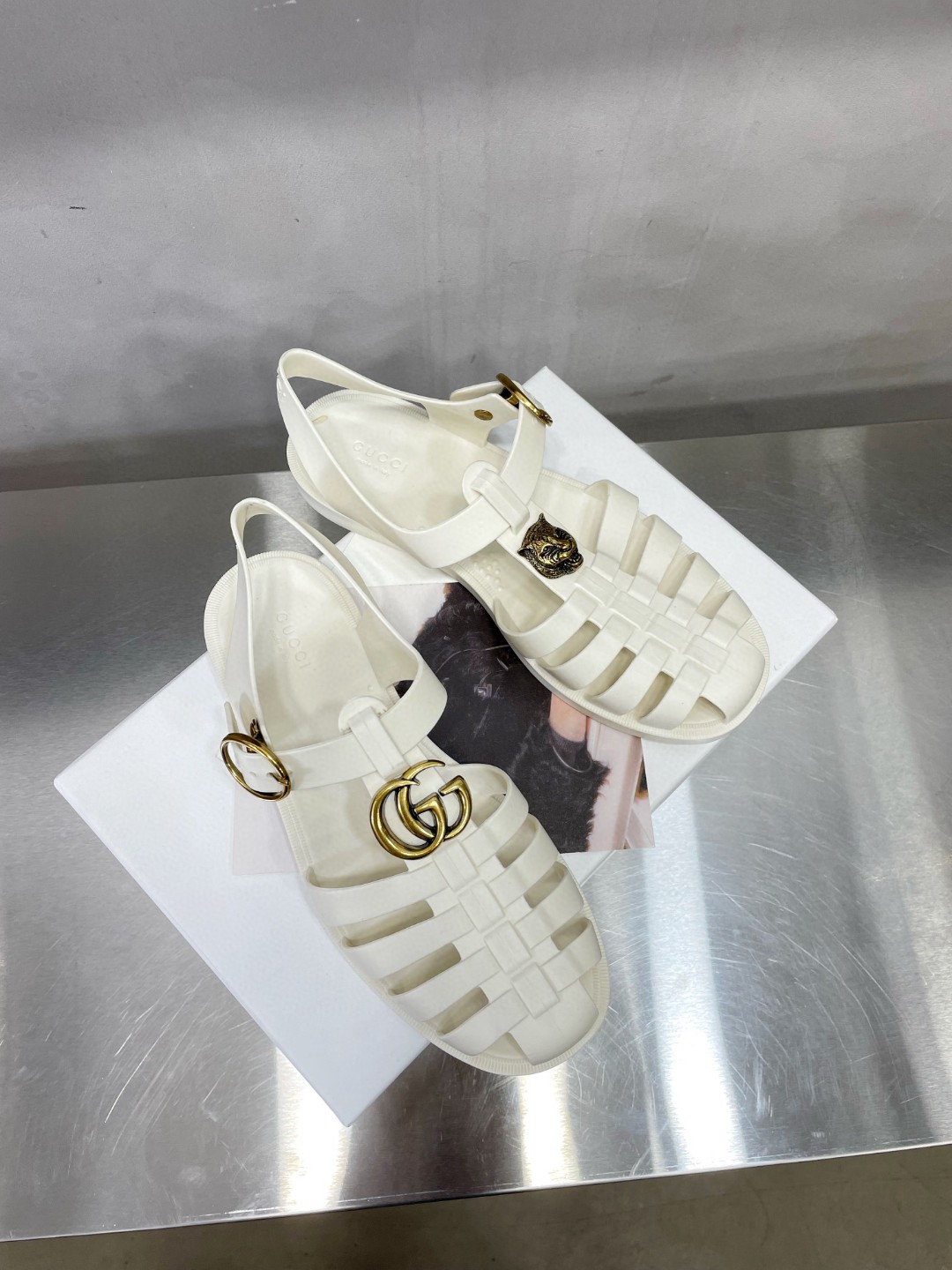 Gvc*1 Men’s Rubber Buckle Strap Sandal White For Men 463463