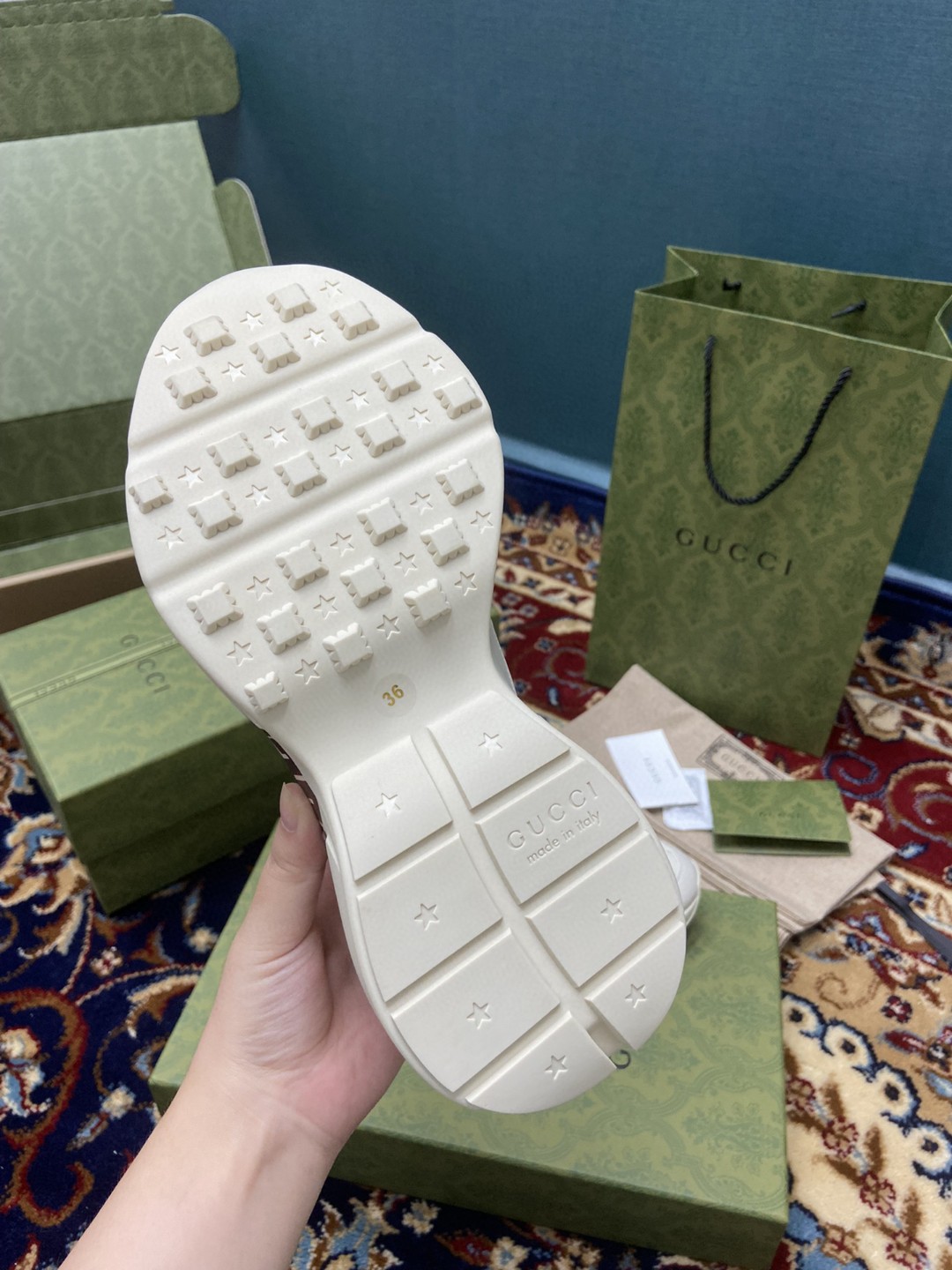 Gvc*1 Women’s Rhyton Sneakers With Logo 1921 Gvc*1 White Ivory For Women 684896 DRW00 9522