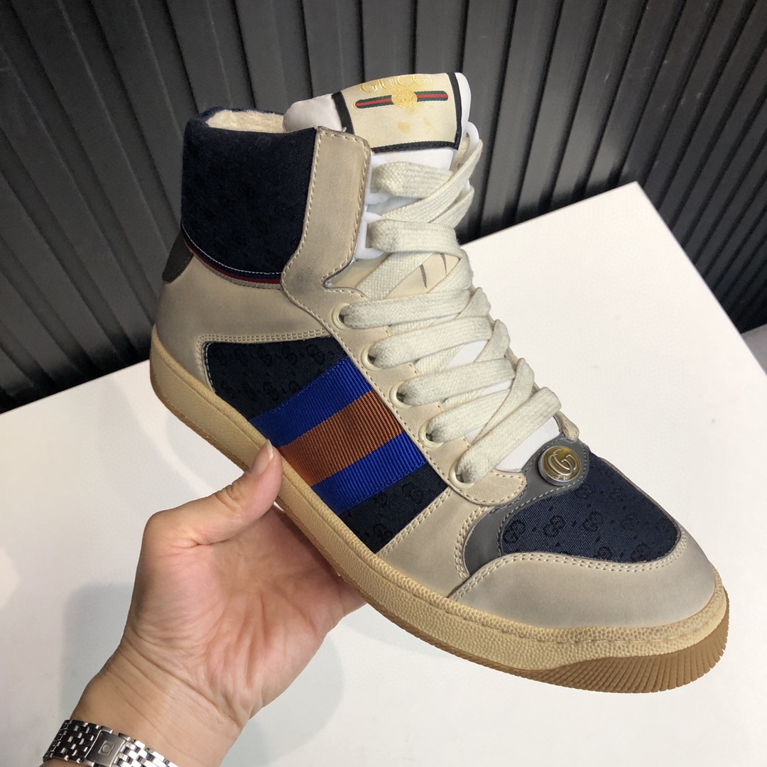 Gvc*1 Men’s GG Screener Distressed High Top Off-White Blue For Men 563730