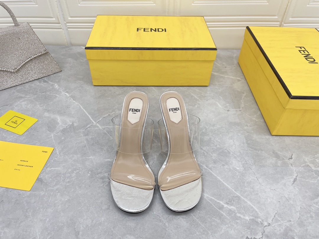 F**di First White Transparent High-Heeled Sandals For Women