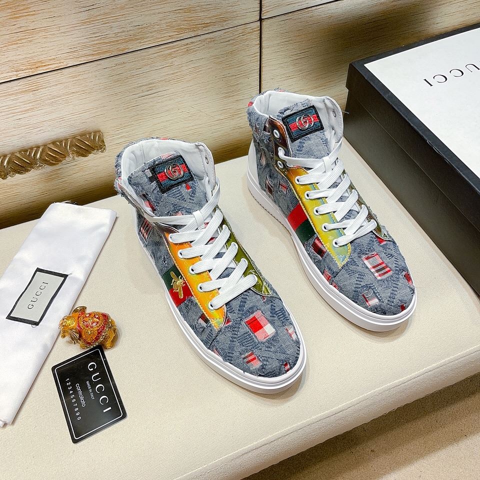 Gvc*1 Men’s Basket Jean’s High Top With Bee Sneaker Blue For Men