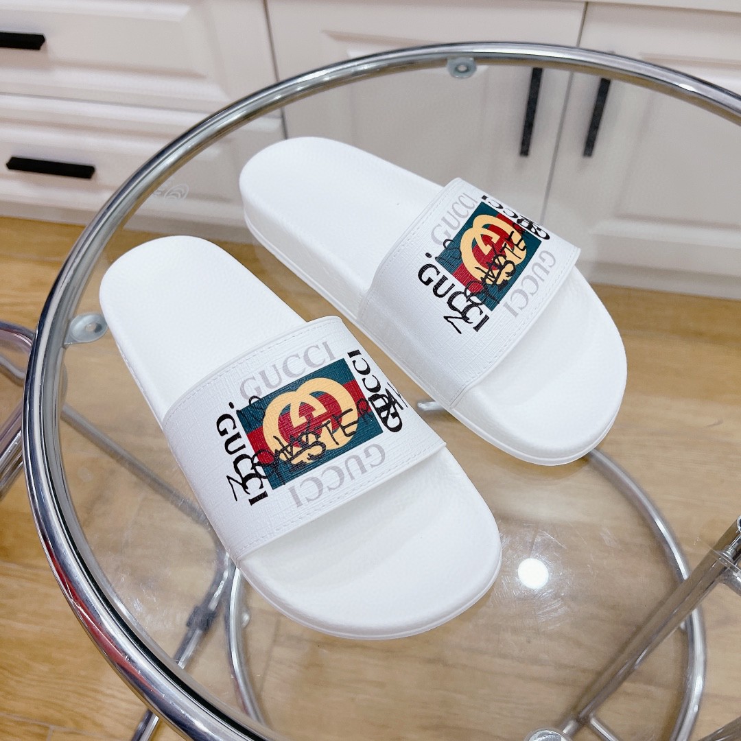 Gvc*1 Men’s Slide Sandal With GG Web White For Men 407345