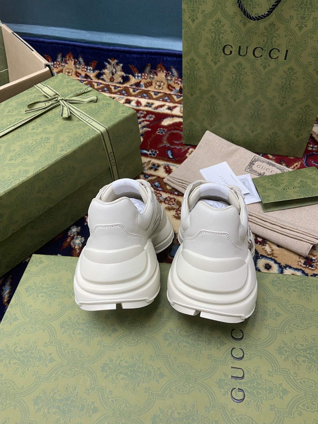 Gvc*1 Women’s Rhyton Sneakers With Logo 1921 Gvc*1 White Ivory For Women 684896 DRW00 9522