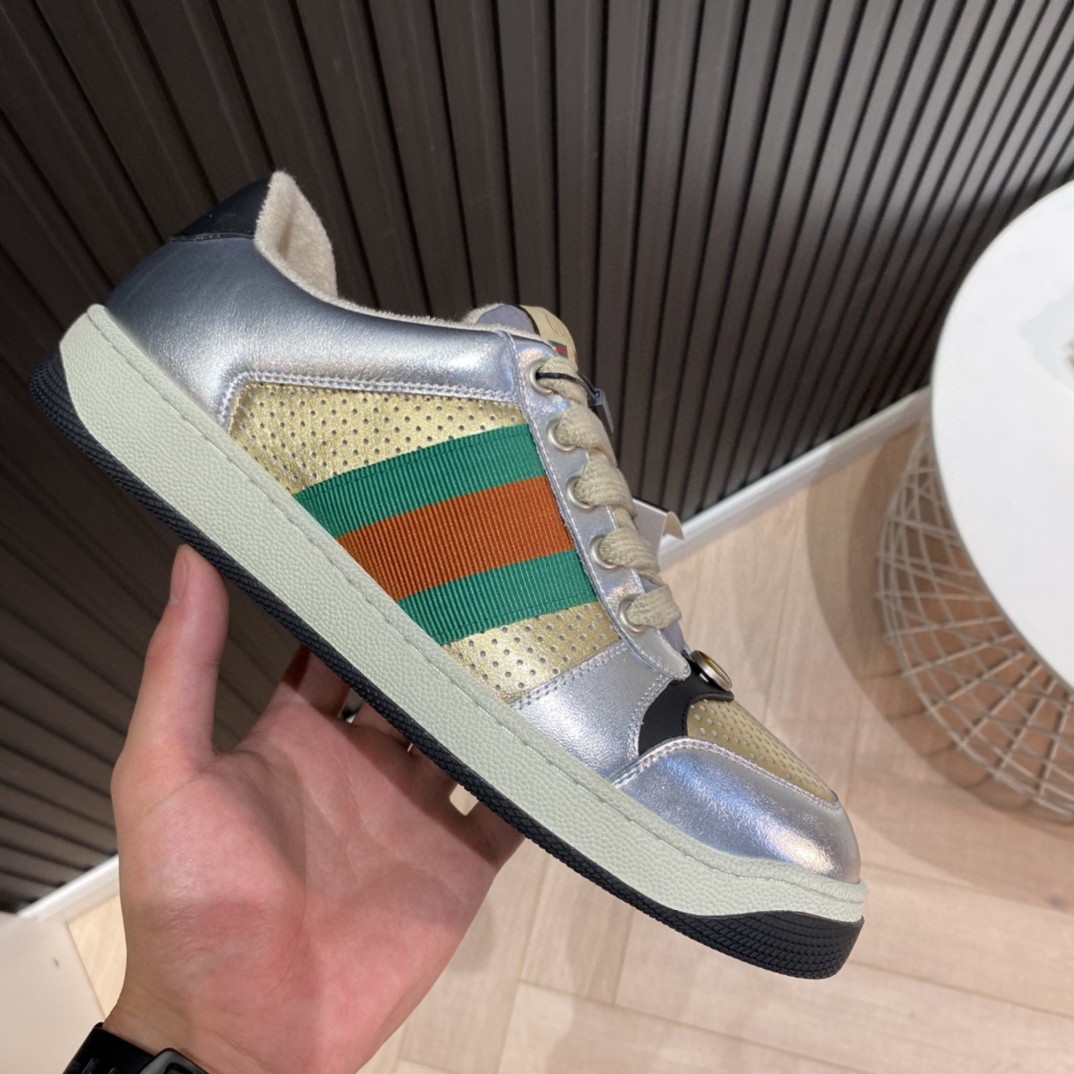 Gvc*1 Men’s Screener Low Top Sneakers Silver Gold For Men 627833 1TR20 8162