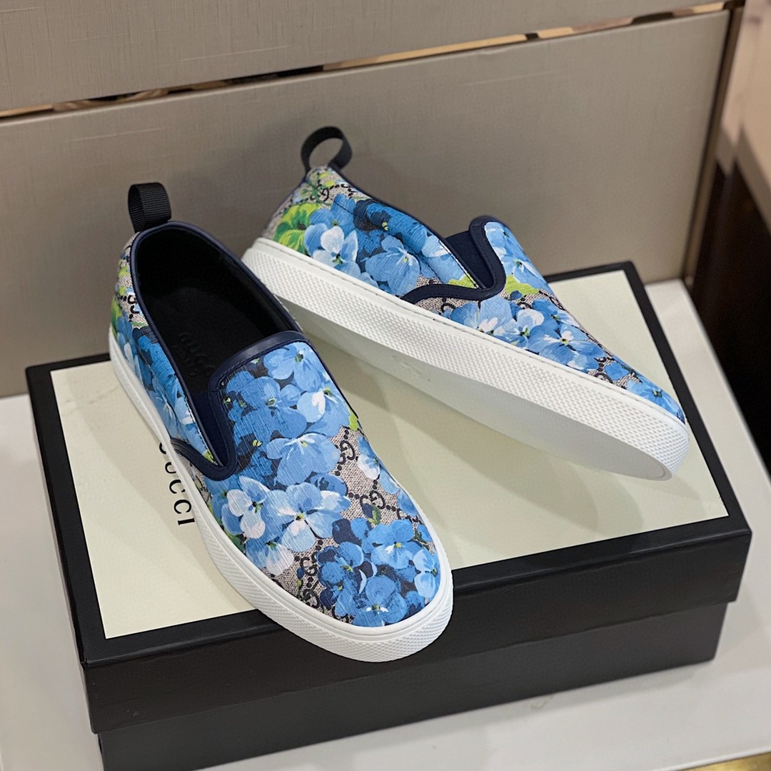 Gvc*1 Men’s GG Svp*me Canvas Slip-On Blue Flowers For Men 546152 KU2E0 8471