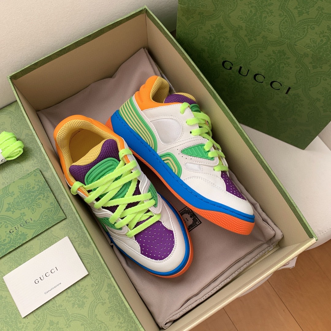 Gvc*1 Men’s Basket Sneaker White Green And Purple For Men 661310 2SH80 9062