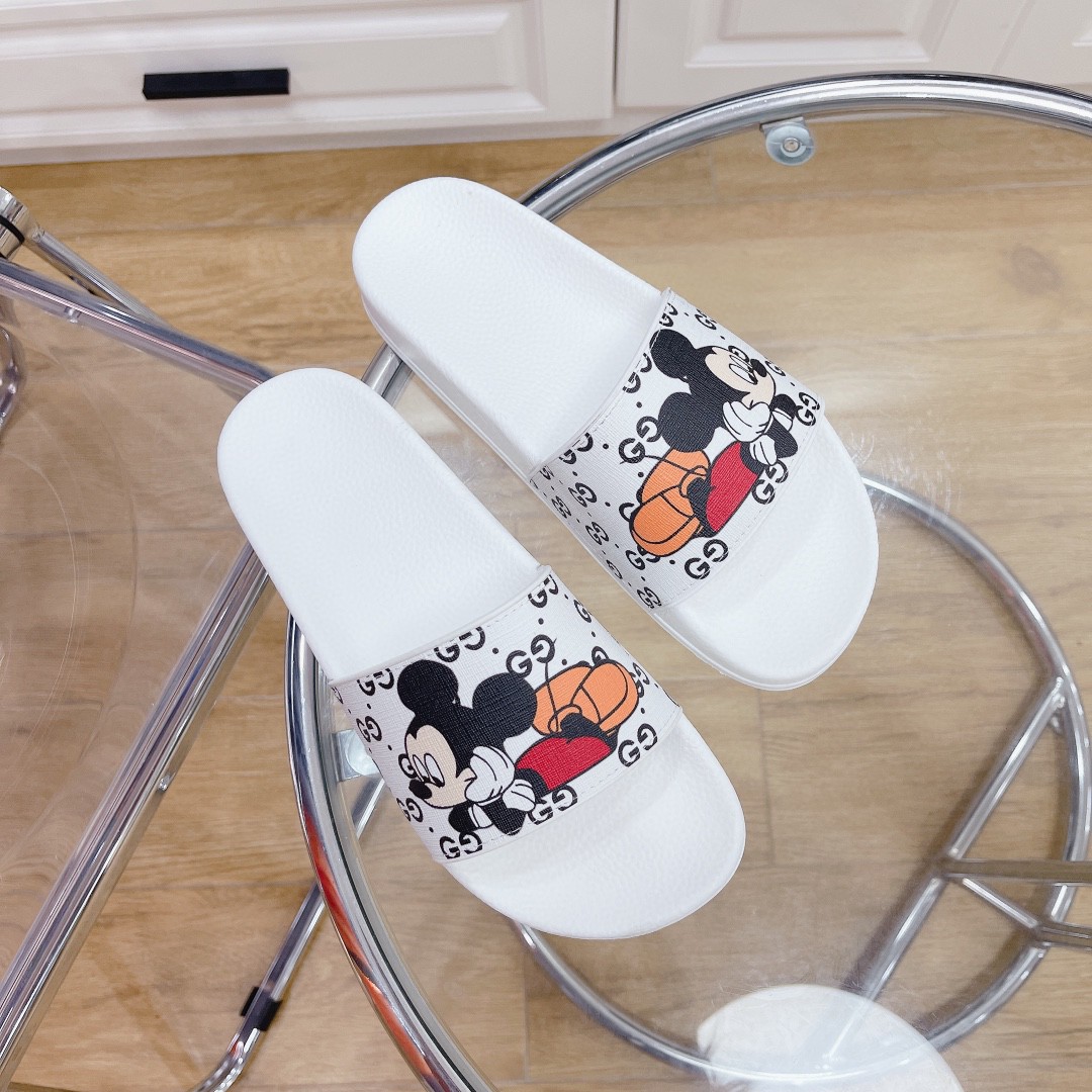 Gvc*1 Women’s GG Slide Sandal With Mickey Mouse White For Women 407345