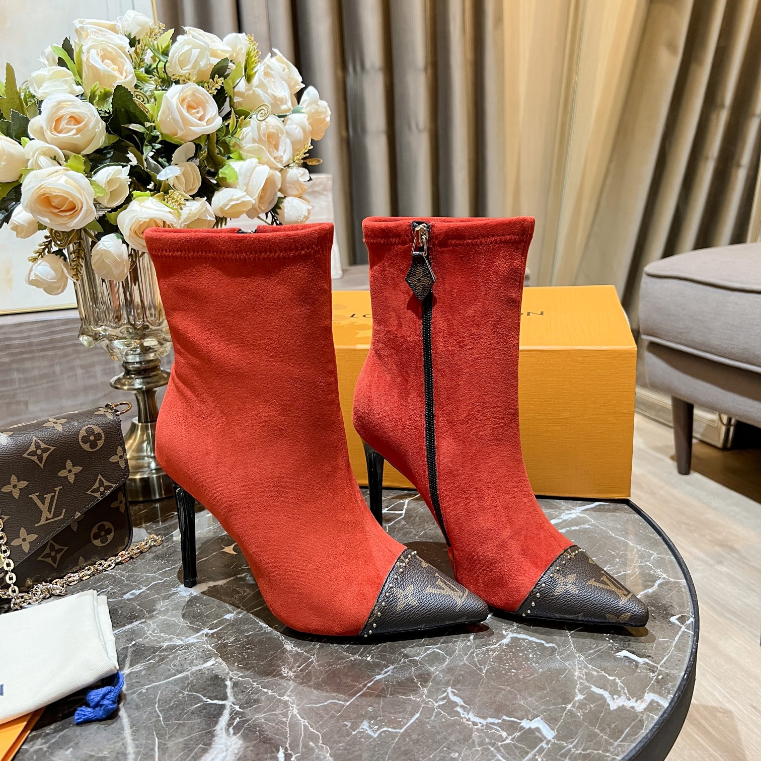 L0vis Vvtt0n Women’s Cherie Ankle Boots Red For Women LV