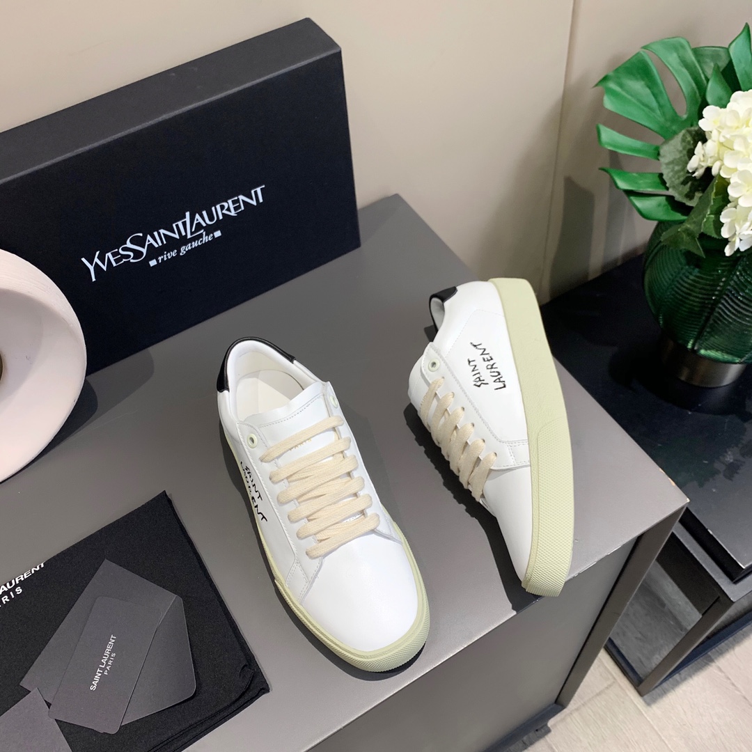 Sa1nt Lau*nt Women’s Court Classic Sl/06 Embroidered Sneakers White For Women Y51 61064908G109061