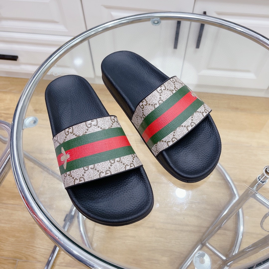 Gvc*1 Women’s GG Slide Sandal With Bee Web Black For Women 407345