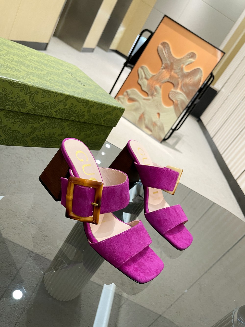 Gvc*1 Women’s Sandal With Bamboo Buckle Purple For Women GG