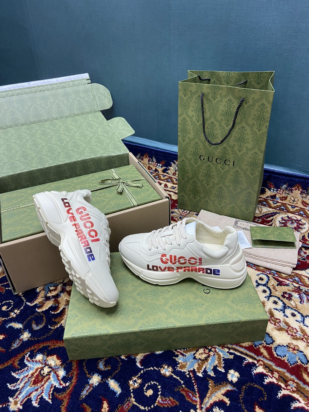 Gvc*1 Men’s Rhyton Sneakers With Gvc*1 Love Parade Red White Ivory For Men 524990‎