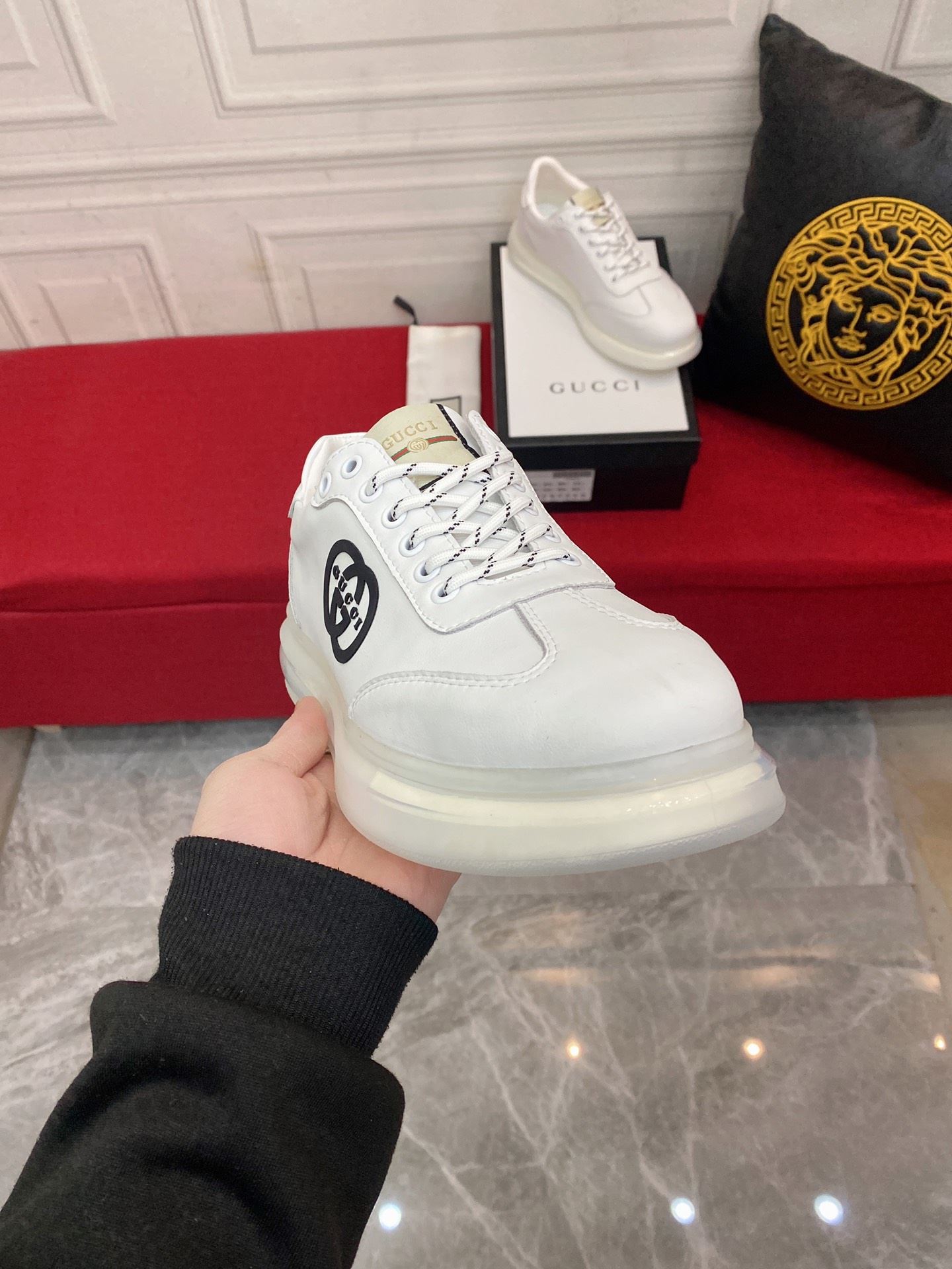 Gvc*1 Men’s Sneaker With GG Gvc*1 Print White For Men