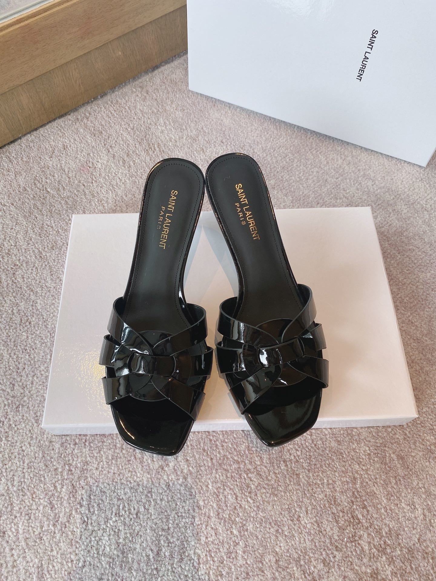 Sa1nt Lau*nt Women’s Tribute Heeled Mules Black For Women Y51 650986B8I001000