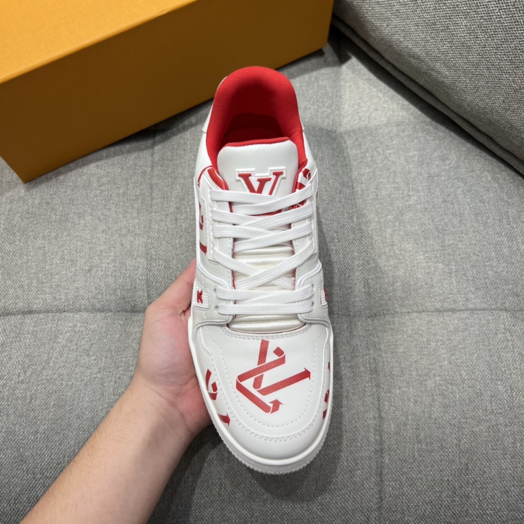 L0vis Vvtt0n LV Trainer Sneaker Red For Men LV 1AAGYR