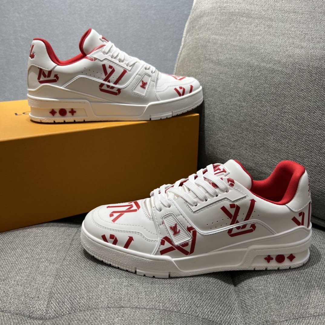 L0vis Vvtt0n LV Trainer Sneaker Red For Men LV 1AAGYR