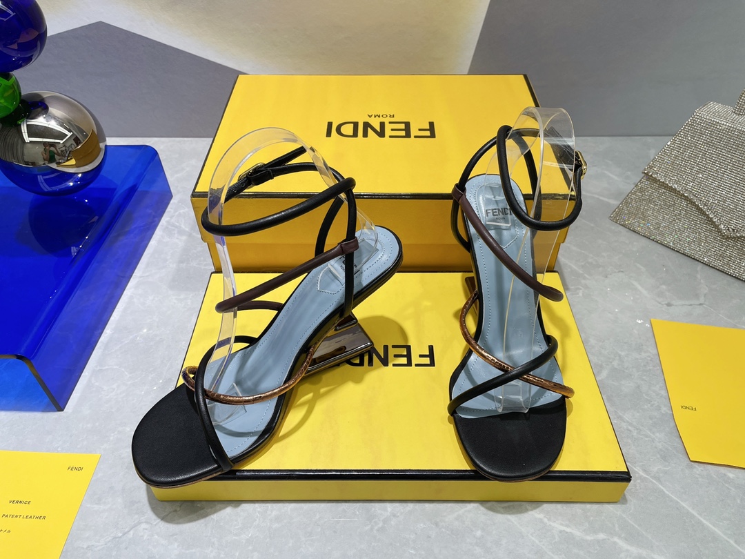 F**di First Brown Nappa High-Heeled Sandals For Women 8X8274AHIUF1H0L