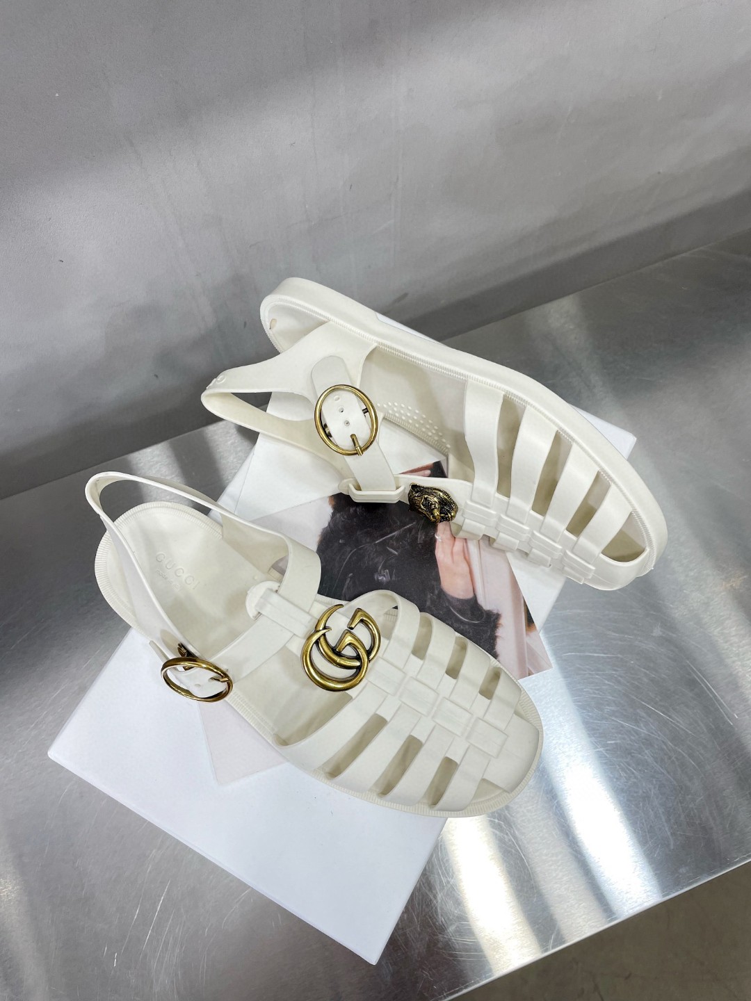 Gvc*1 Men’s Rubber Buckle Strap Sandal White For Men 463463