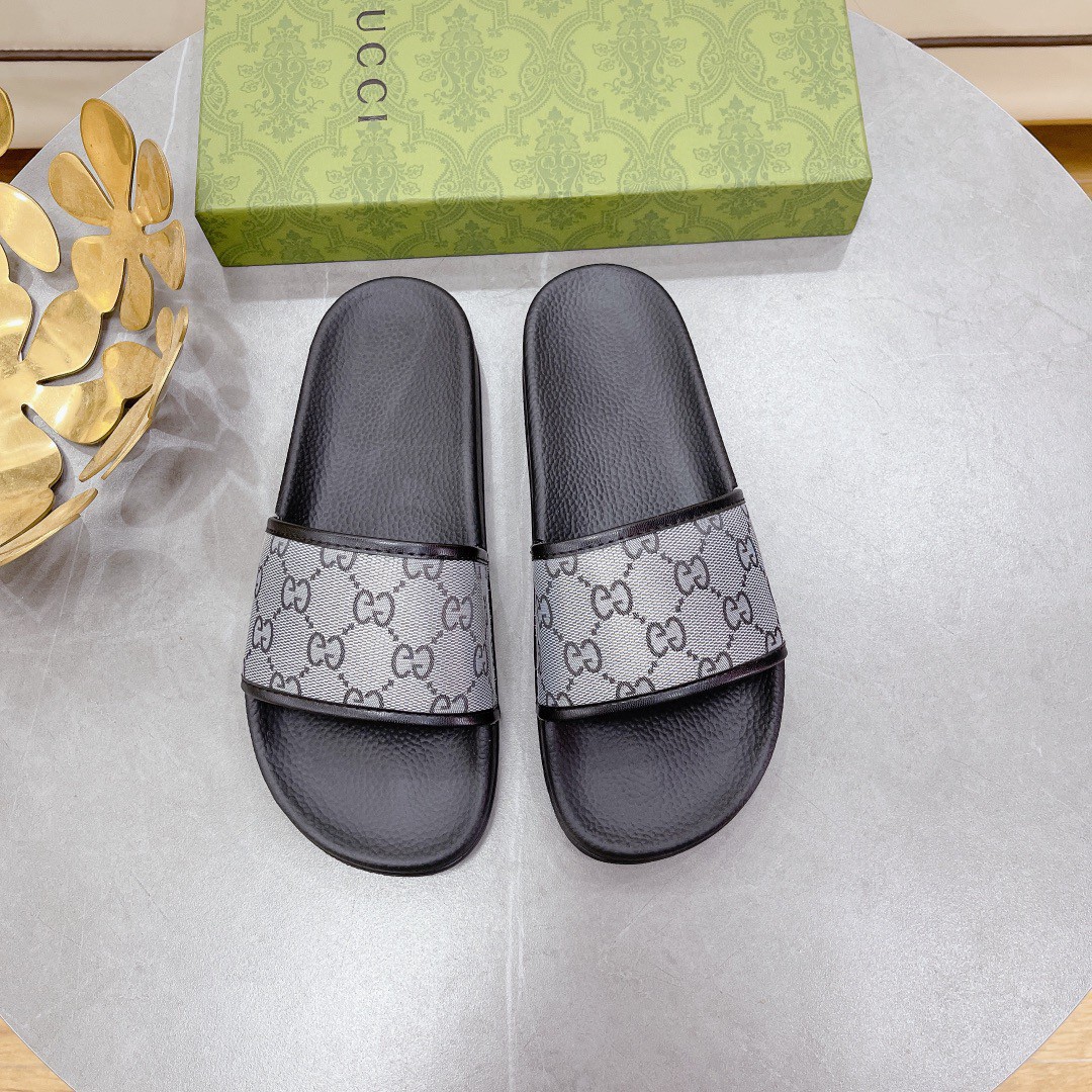 Gvc*1 Women’s GG Slide Sandal Black And Gray For Women 407345