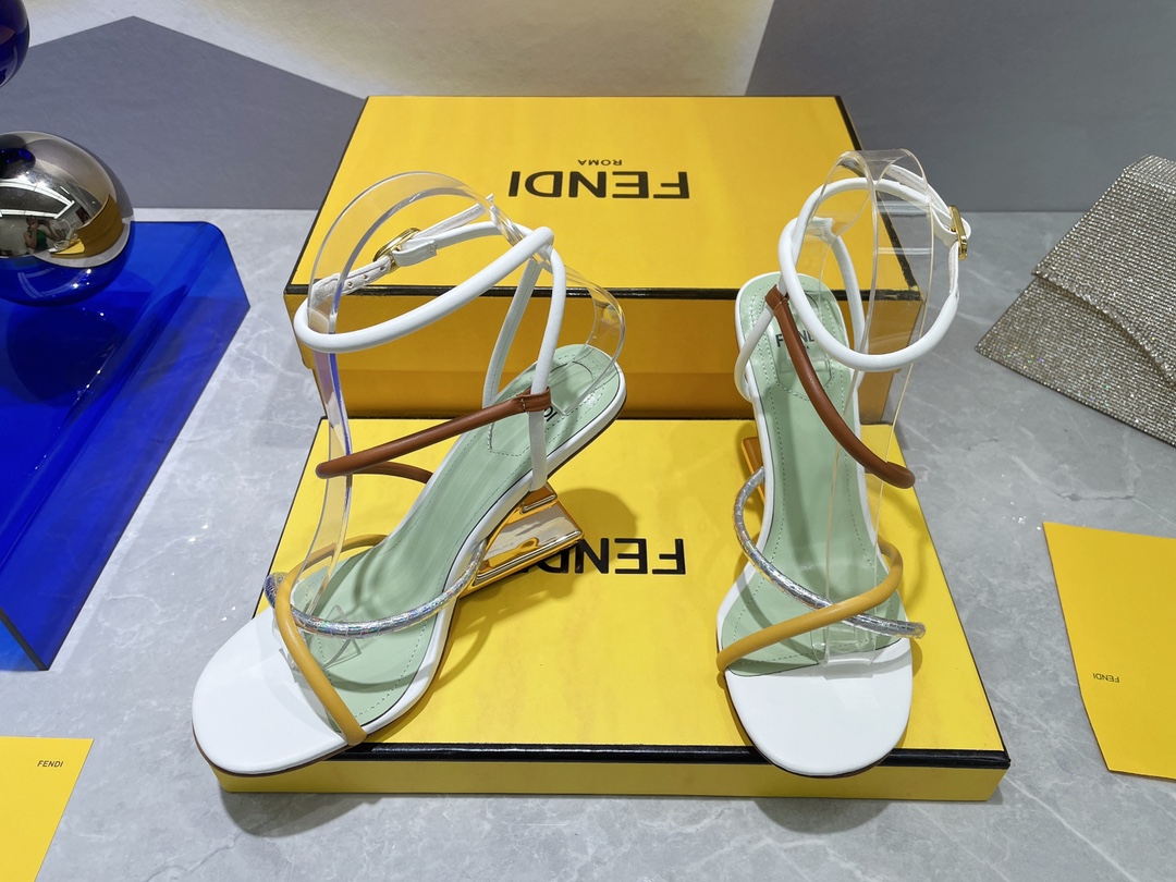 F**di First White Nappa High-Heeled Sandals For Women 8X8274AHIUF1GZS