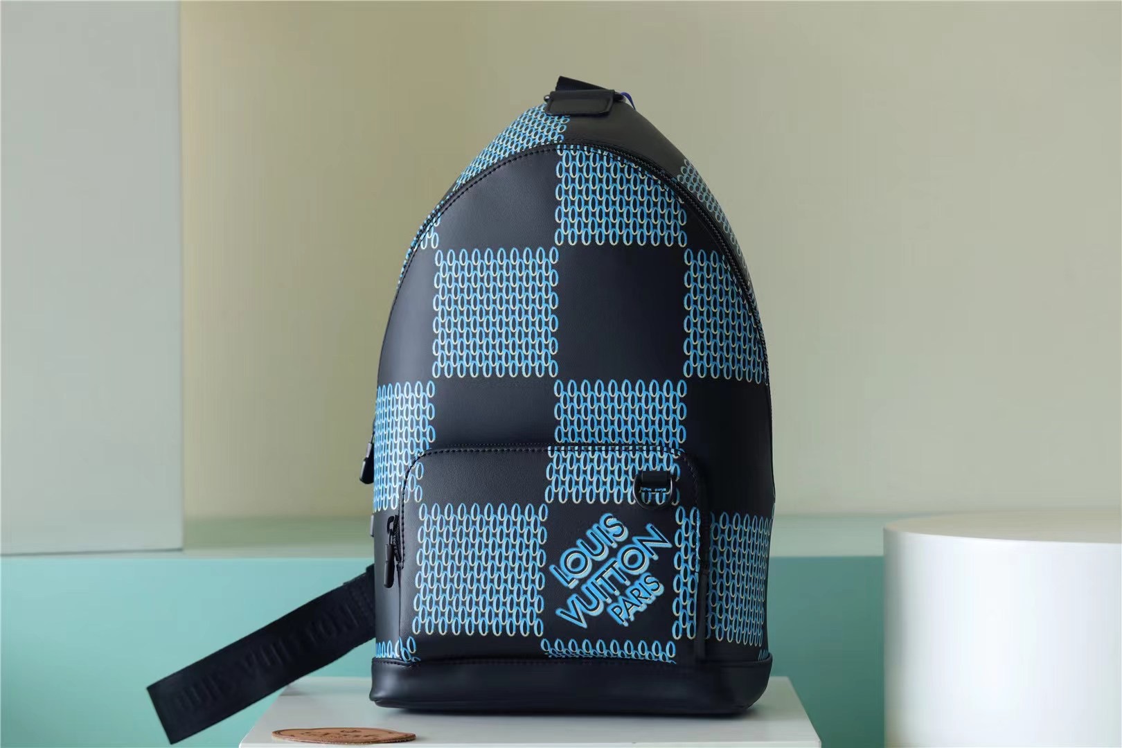 L0vis Vvtt0n Racer Damier Spray Blue For Men, Men’s Backpacks 16in/41cm LV