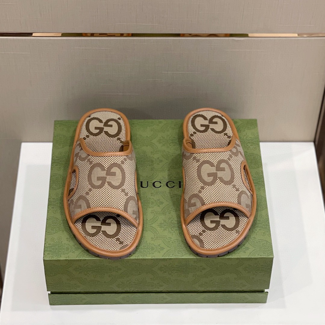 Gvc*1 Men’s Maxi GG Svp*me Slide Sandal Brown And Beige For Men ‎624879