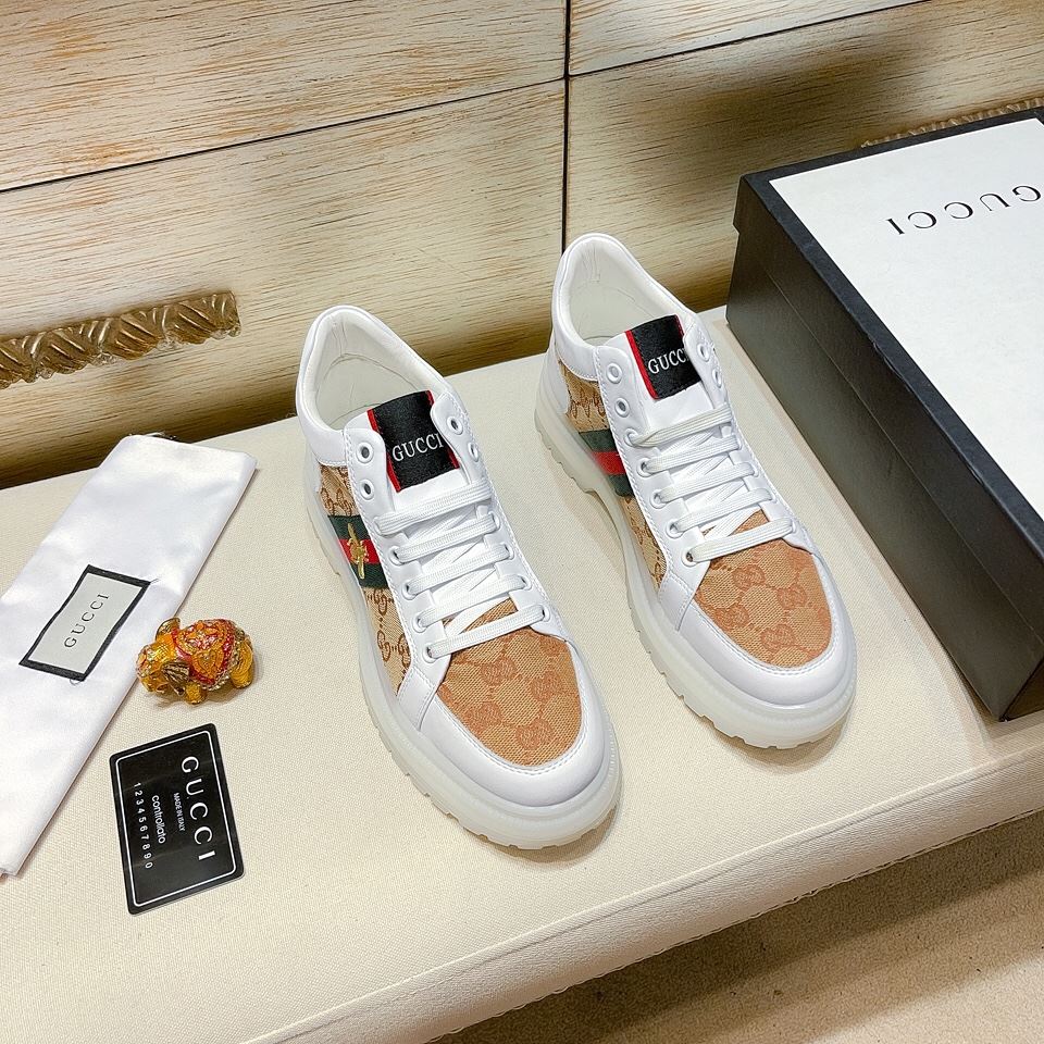 Gvc*1 Men’s GG With Web And Bee High Top Sneaker White For Men