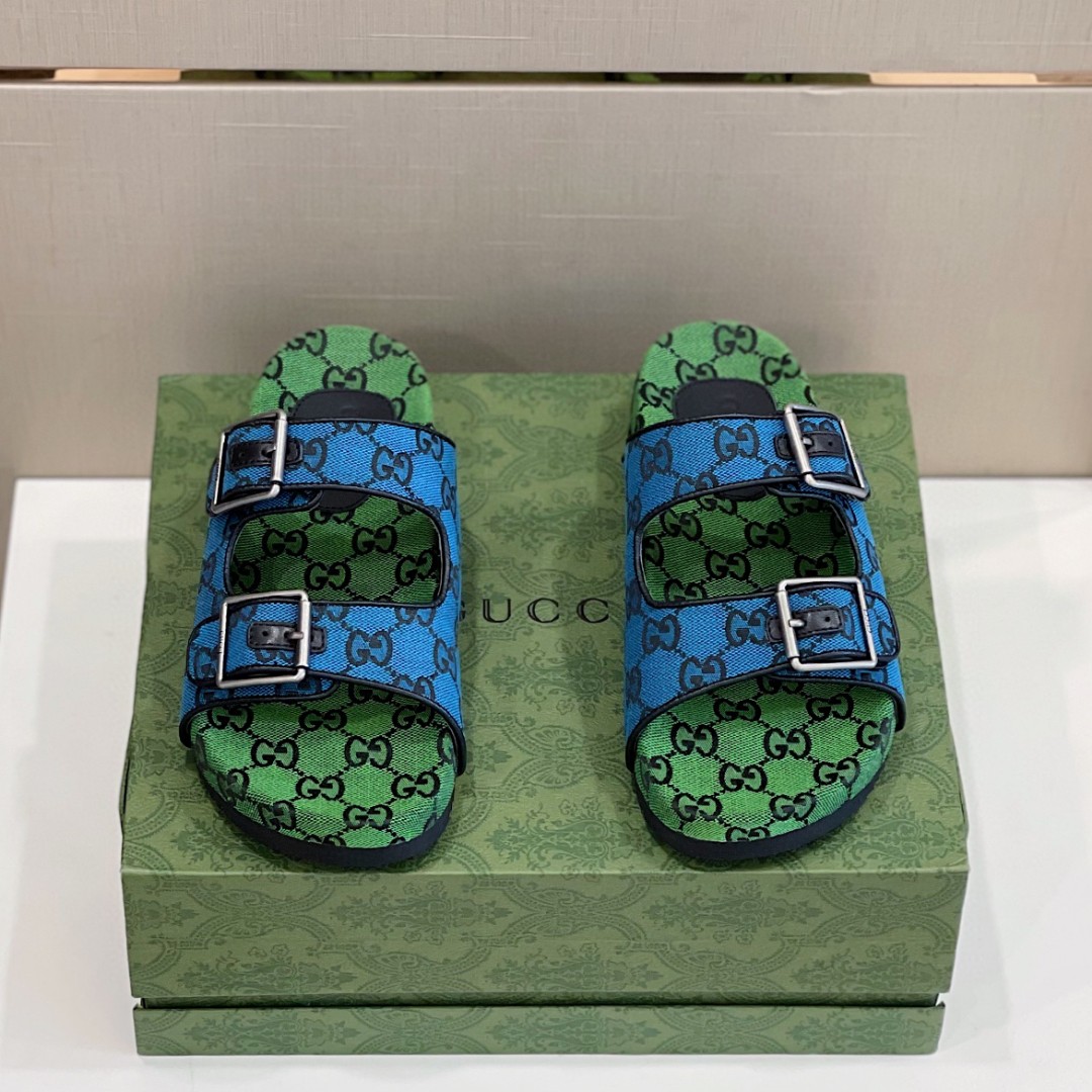 Gvc*1 Men’s Slide Sandal With Straps Blue And Green For Men 658020 2HK60