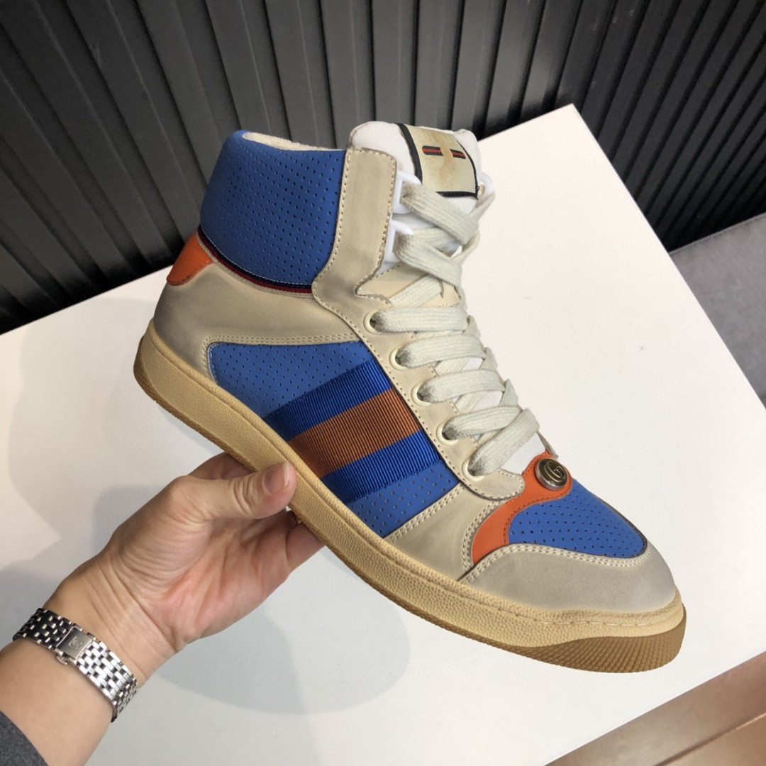 Gvc*1 Women’s Screener Distressed High Top Beige Blue For Women 563730