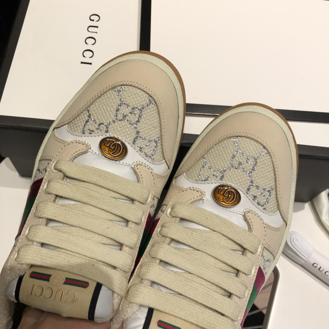 Gvc*1 Women’s Screener GG Low-Top Beige Pink Green For Women 546551