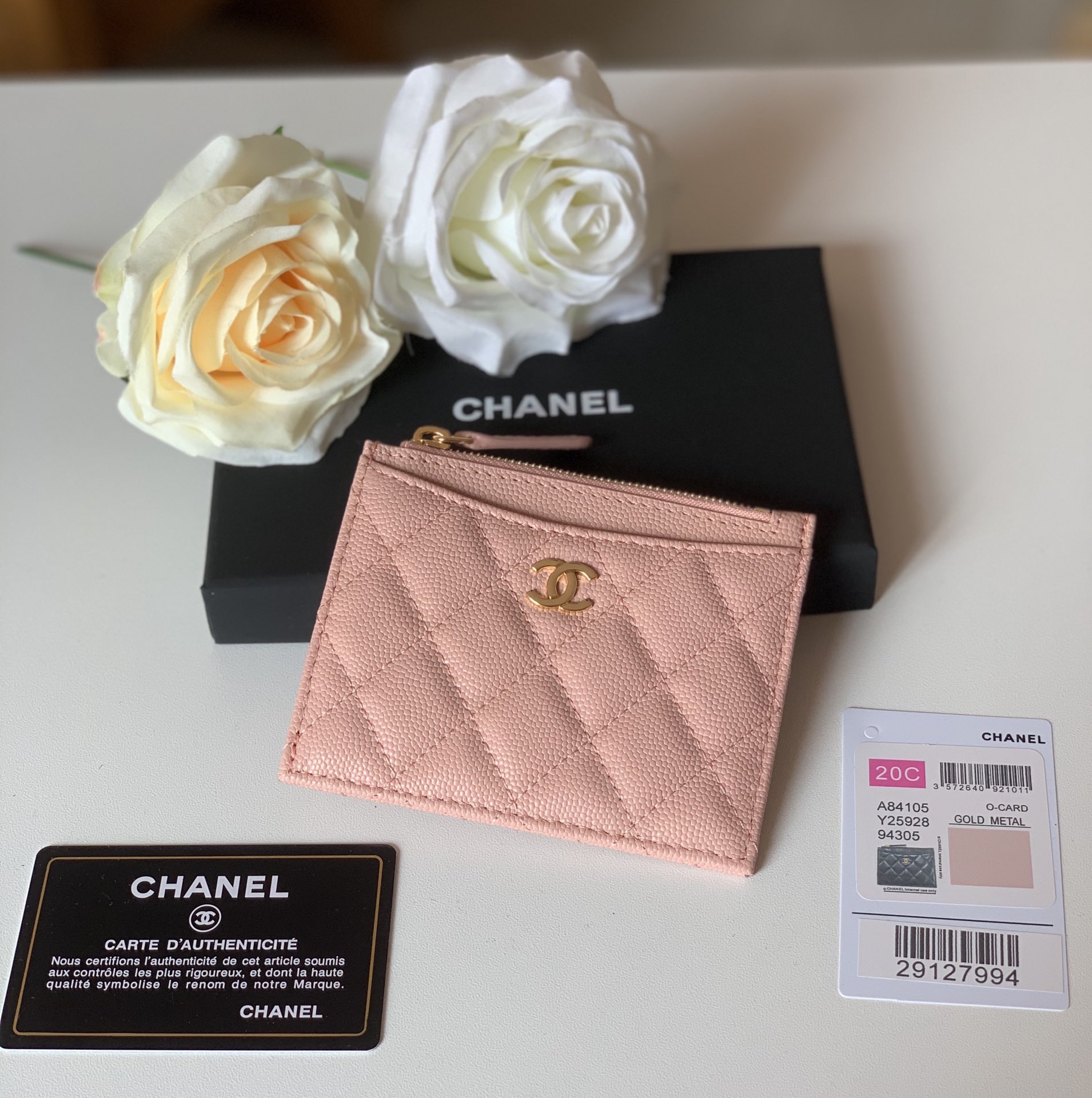 Ch**el Flat Card Holder Pink Bag For Women 11.5cm/4.5in