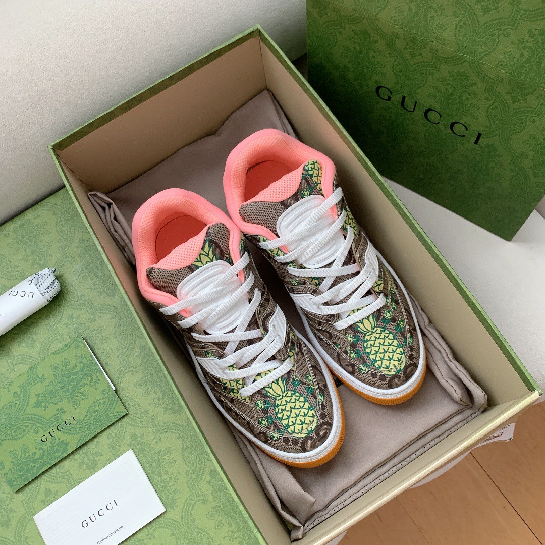 Gvc*1 Men’s Basket Sneaker Print Pineapple Brown Pink For Men ‎661301