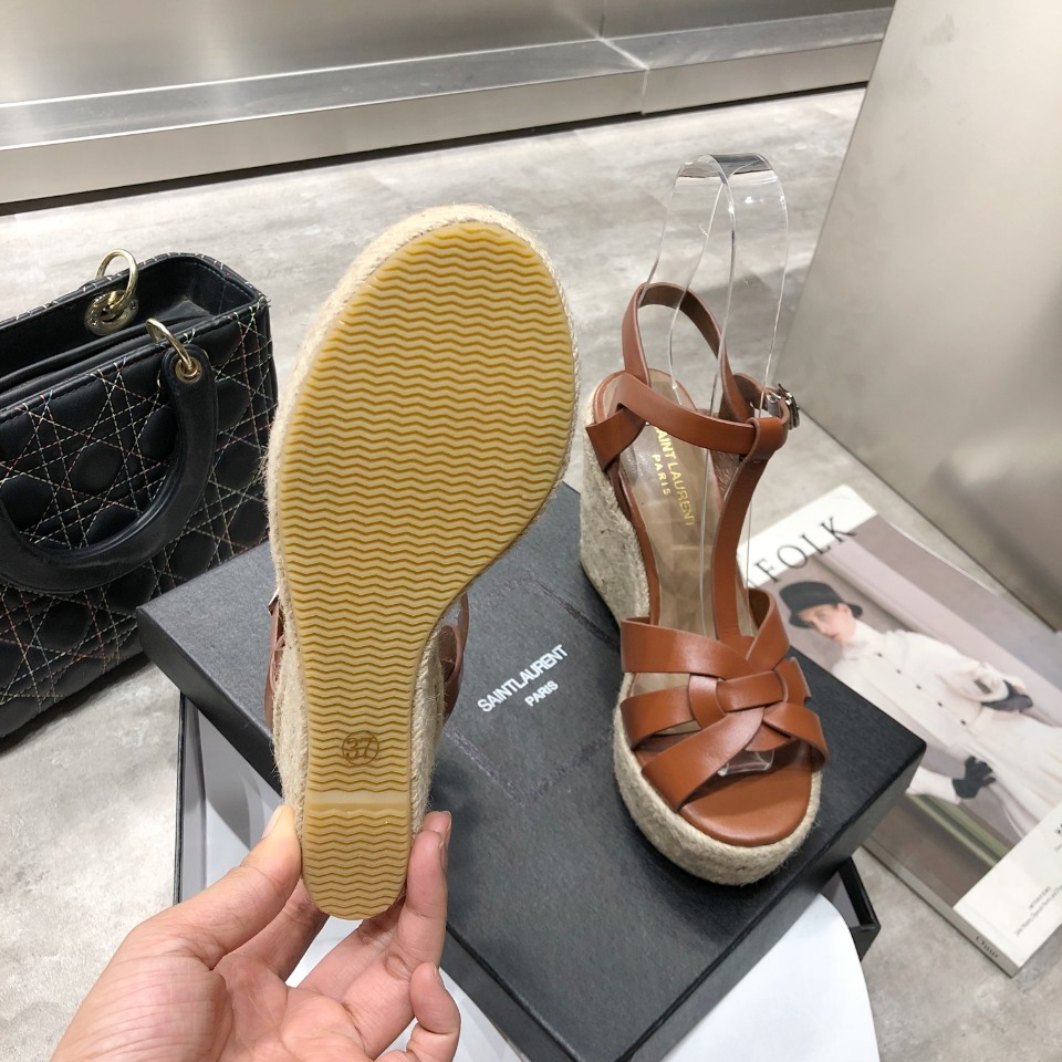 Sa1nt Lau*nt Women’s Tribute Espadrilles Wedge Brown For Women Y51 611924BDA002206