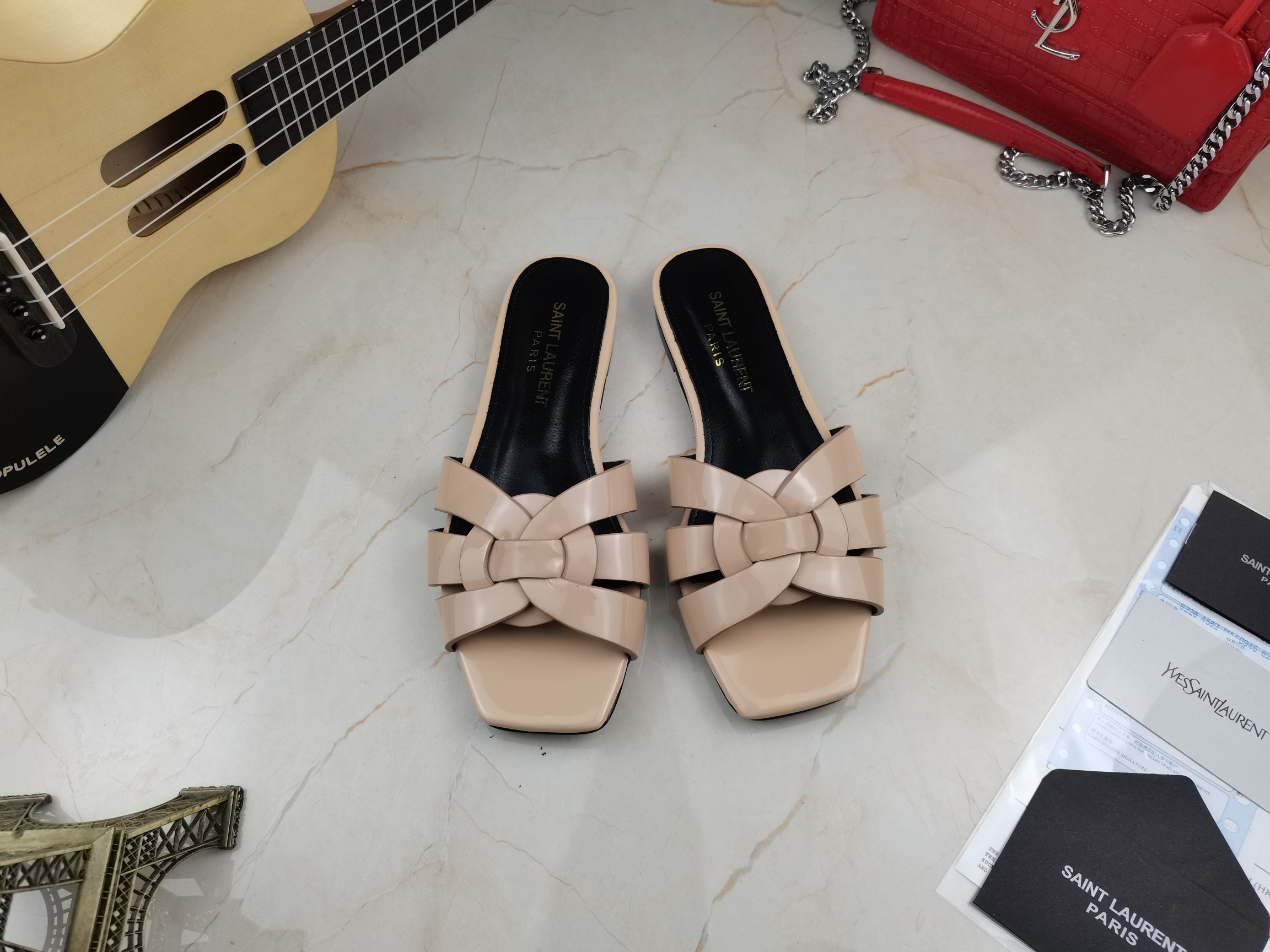 Sa1nt Lau*nt Women’s Tribute Flat Mules Beige For Women Y51 571952B8I009935