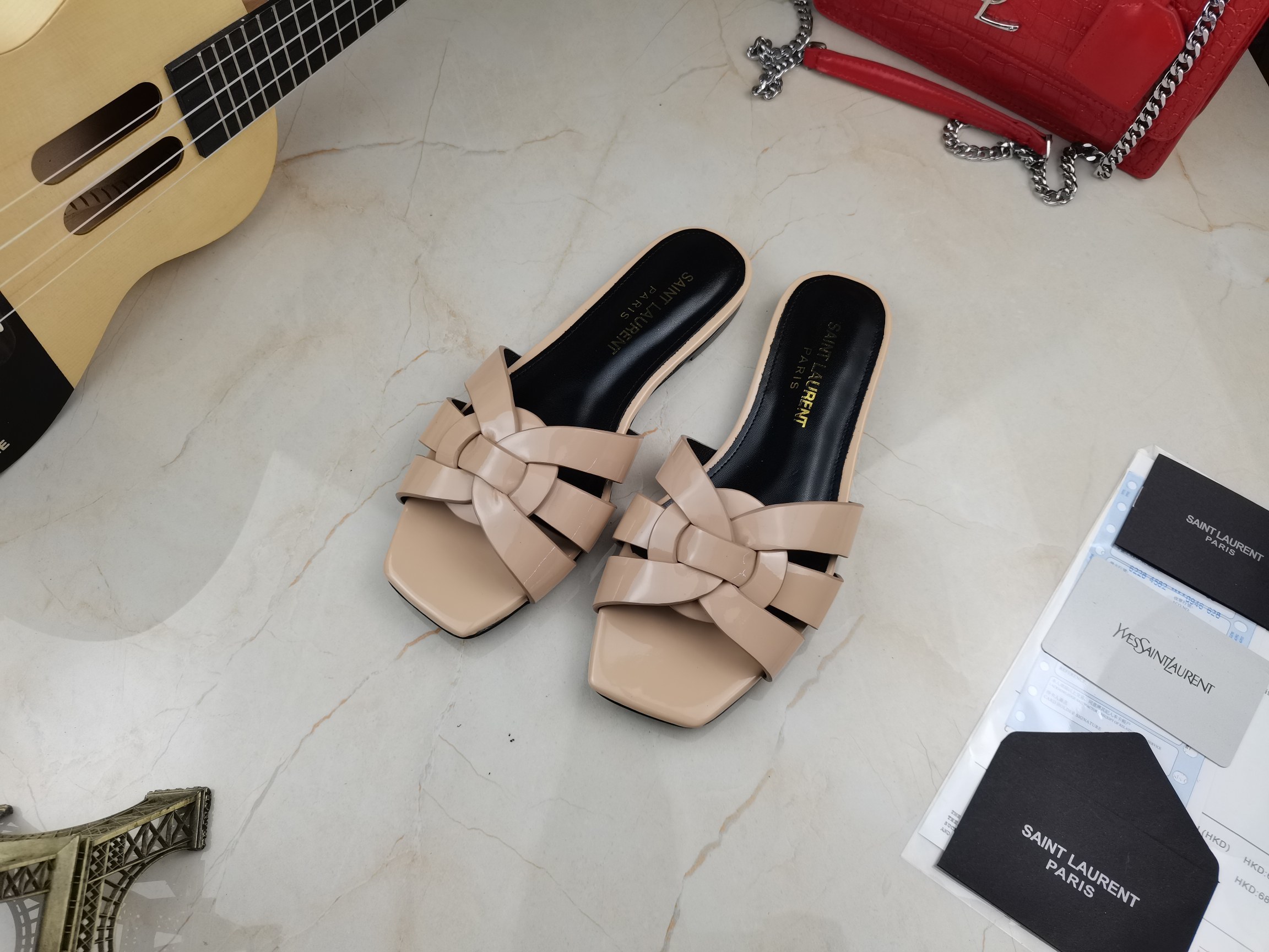 Sa1nt Lau*nt Women’s Tribute Flat Mules Beige For Women Y51 571952B8I009935