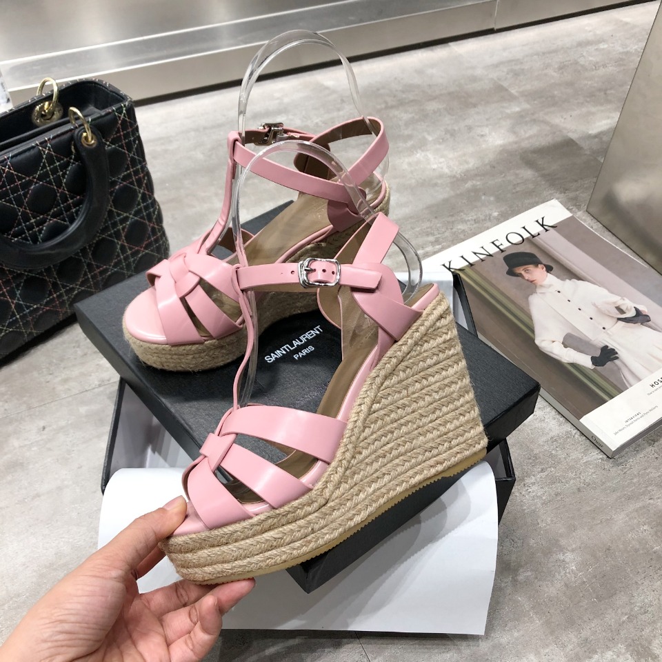 Sa1nt Lau*nt Women’s Tribute Espadrilles Wedge Pink For Women Y51