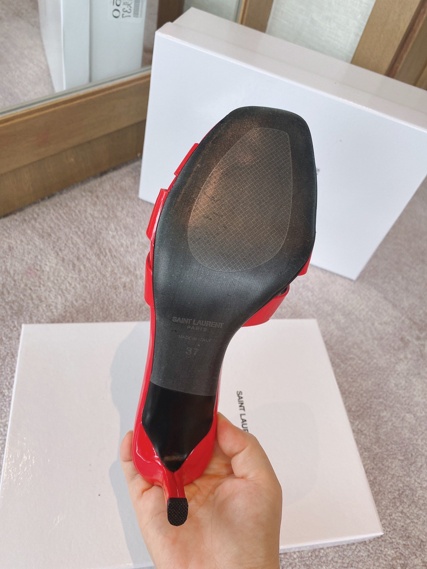 Sa1nt Lau*nt Women’s Tribute Heeled Mules Red For Women Y51