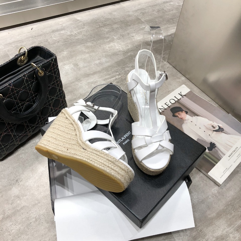 Sa1nt Lau*nt Women’s Tribute Espadrilles Wedge White For Women Y51 611924BZC009008