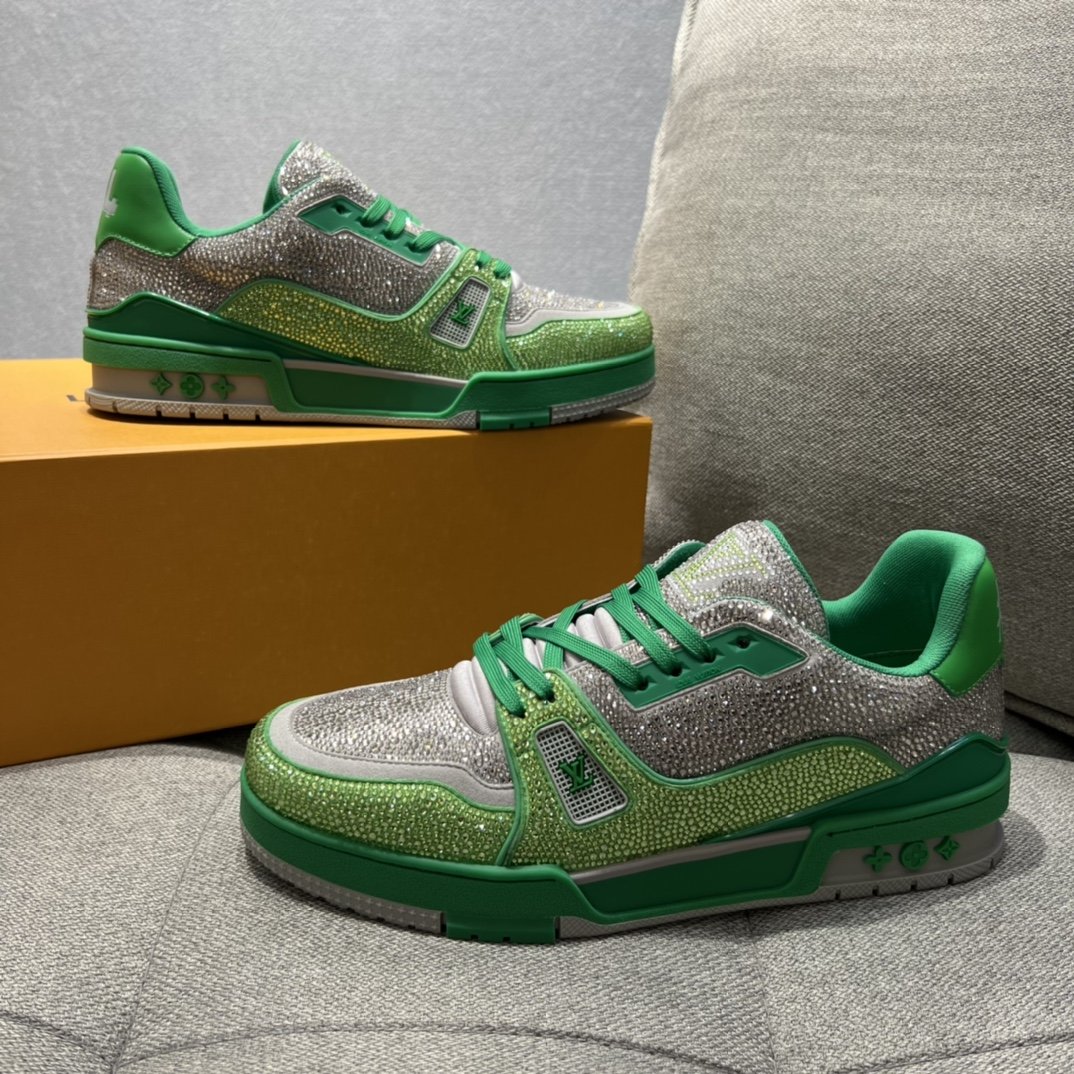 L0vis Vuittion LV Trainer Sneaker Green For Men LV