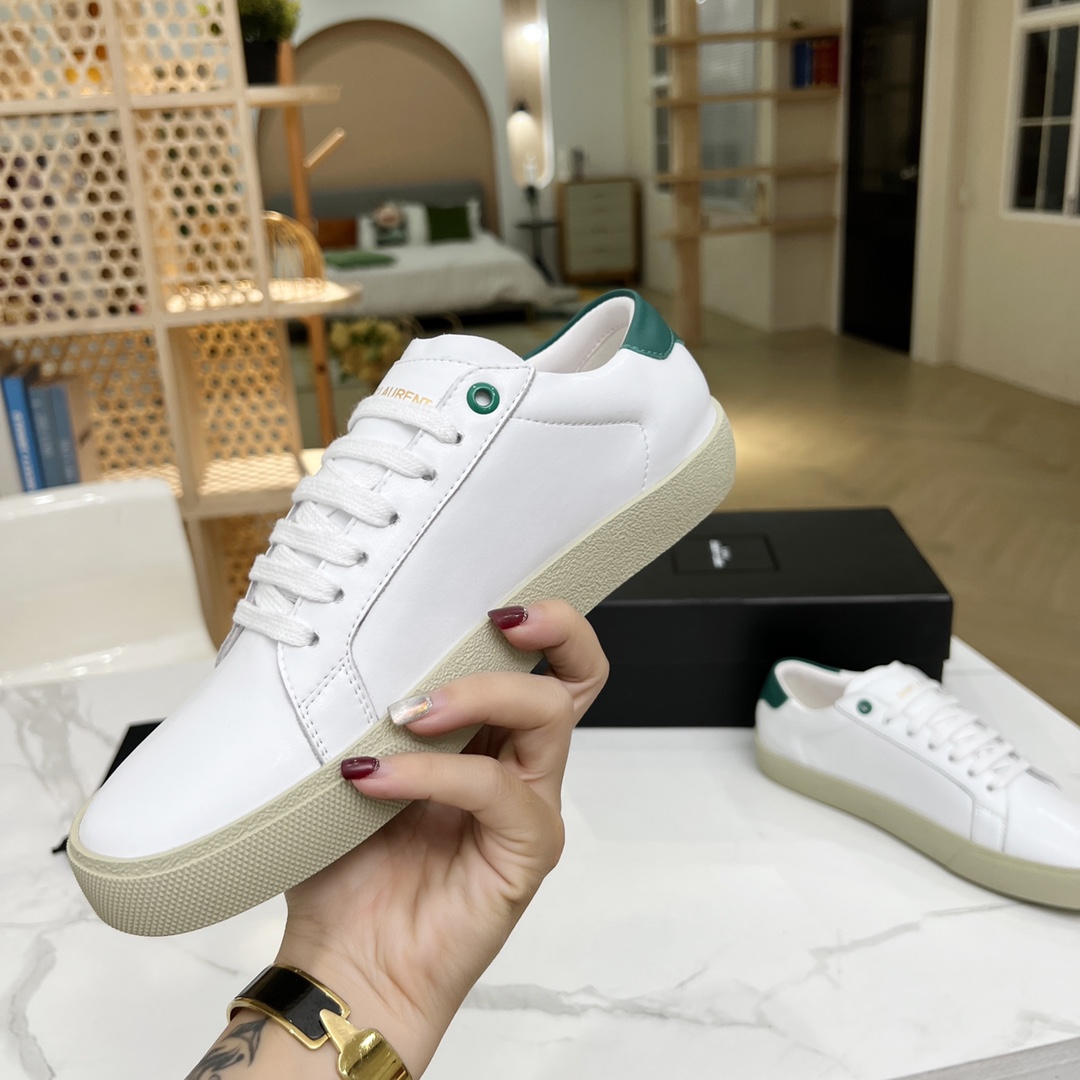 Sa1nt Lau*nt Women’s Court Classic Sl/06 Embroidered Sneakers Green For Women Y51