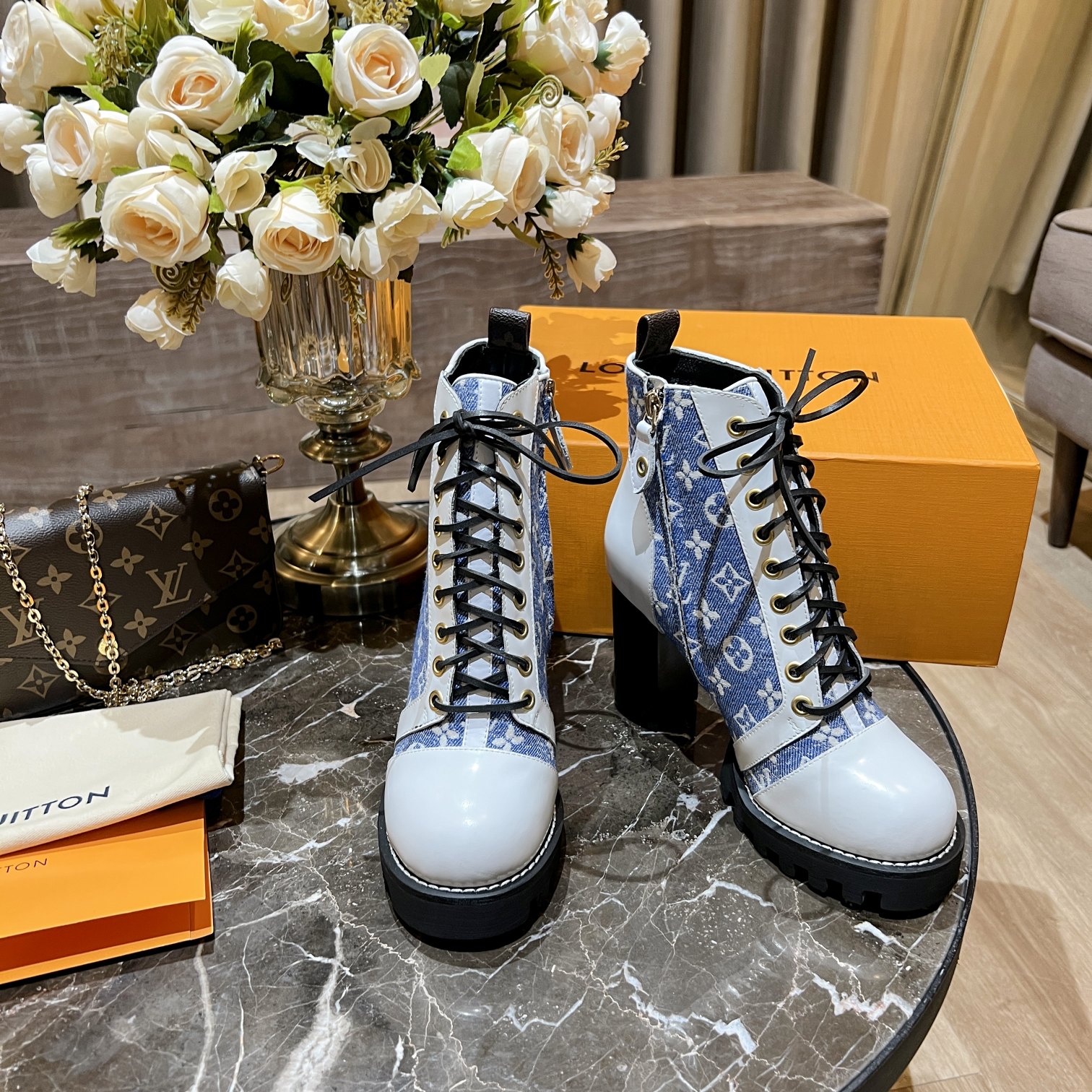 L0vis Vvtt0n Women’s Star Trail Ankle Boots Blue For Women LV