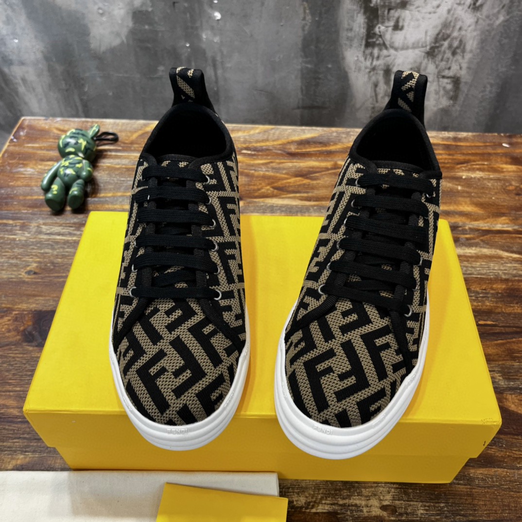 F**di Domino Fabric Sneakers Brown For Men